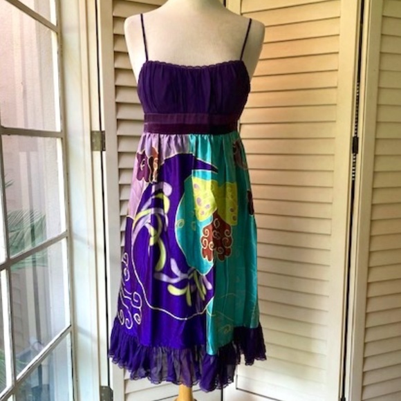 Sue Wong Purple and Teal Floral Dress - Picture 1 of 6